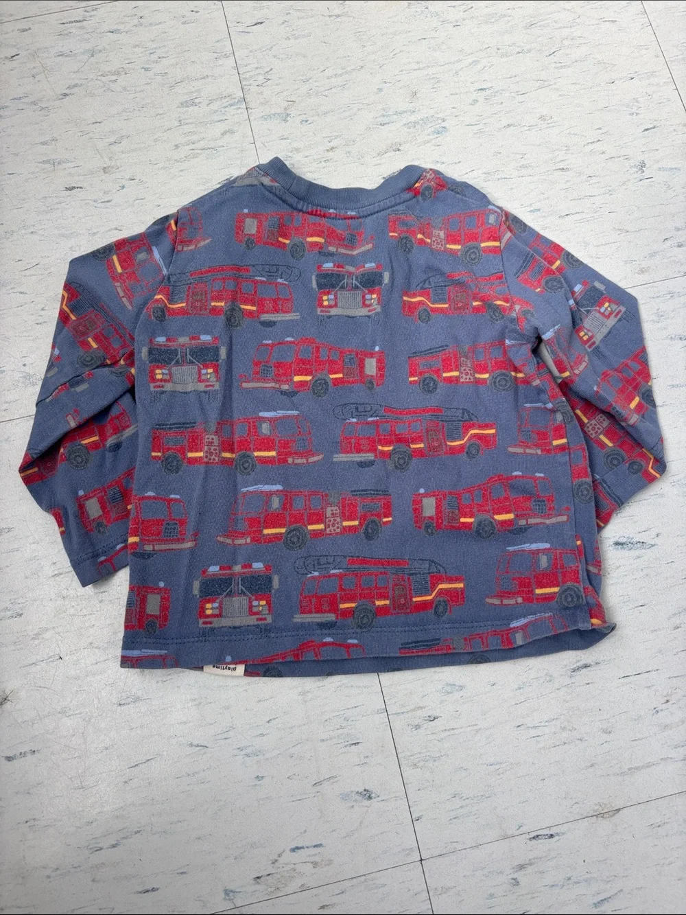 GAP Blue Long-Sleeve Tee with Red Fire Truck Print
